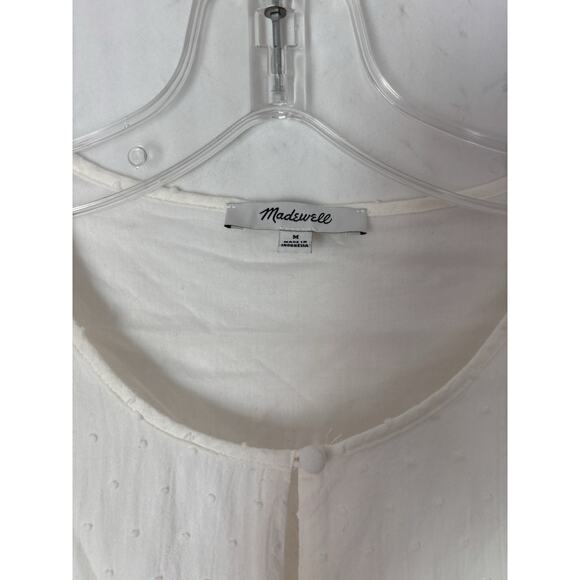 Madewell Dress Medium Aline Tiered White Cotton Short Sleeve Boho - Picture 3 of 9